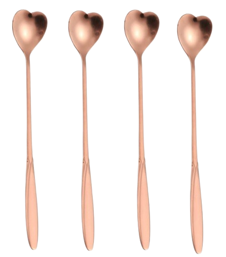 16 Pieces Heart Shaped Spoon Coffee Teaspoon 7 Inch Set Stainless Steel Long Handle Spoon Stir Bar Spoon Stirring Spoon Ice Cream Spoon Rose Gold