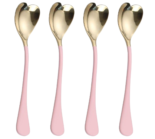 Dessert Spoons, Heart Shaped Spoons, 1810 Stainless Steel Spoon Set, 6.7 inches, Ice Cream Spoons, Stirring Spoon,Set of 4
