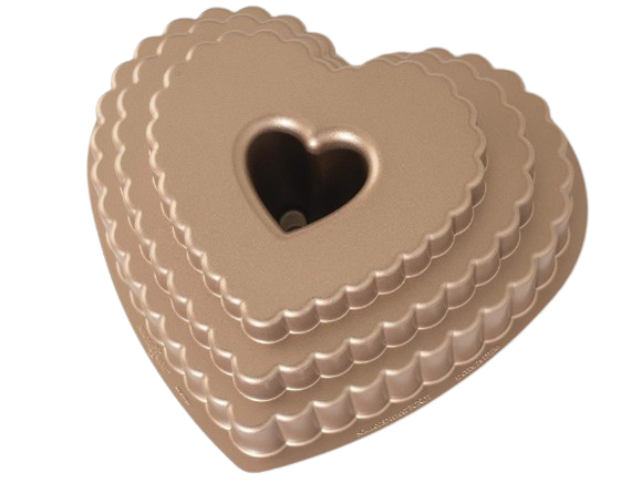 Nordic Ware Cast Bundt Bakeware Tiered Heart, 12-Cup, Toffee